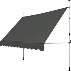 Costway Klemmmarkise 350cm breit mit Handkurbel, höhenverstellbar UV-beständig