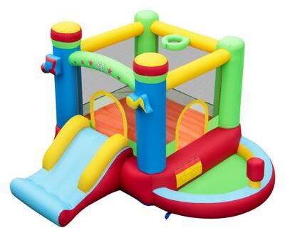 Costway Inflatable Bounce House Kids Music-Themed Castle Sound Interaction Inflatable Bouncer without Blower