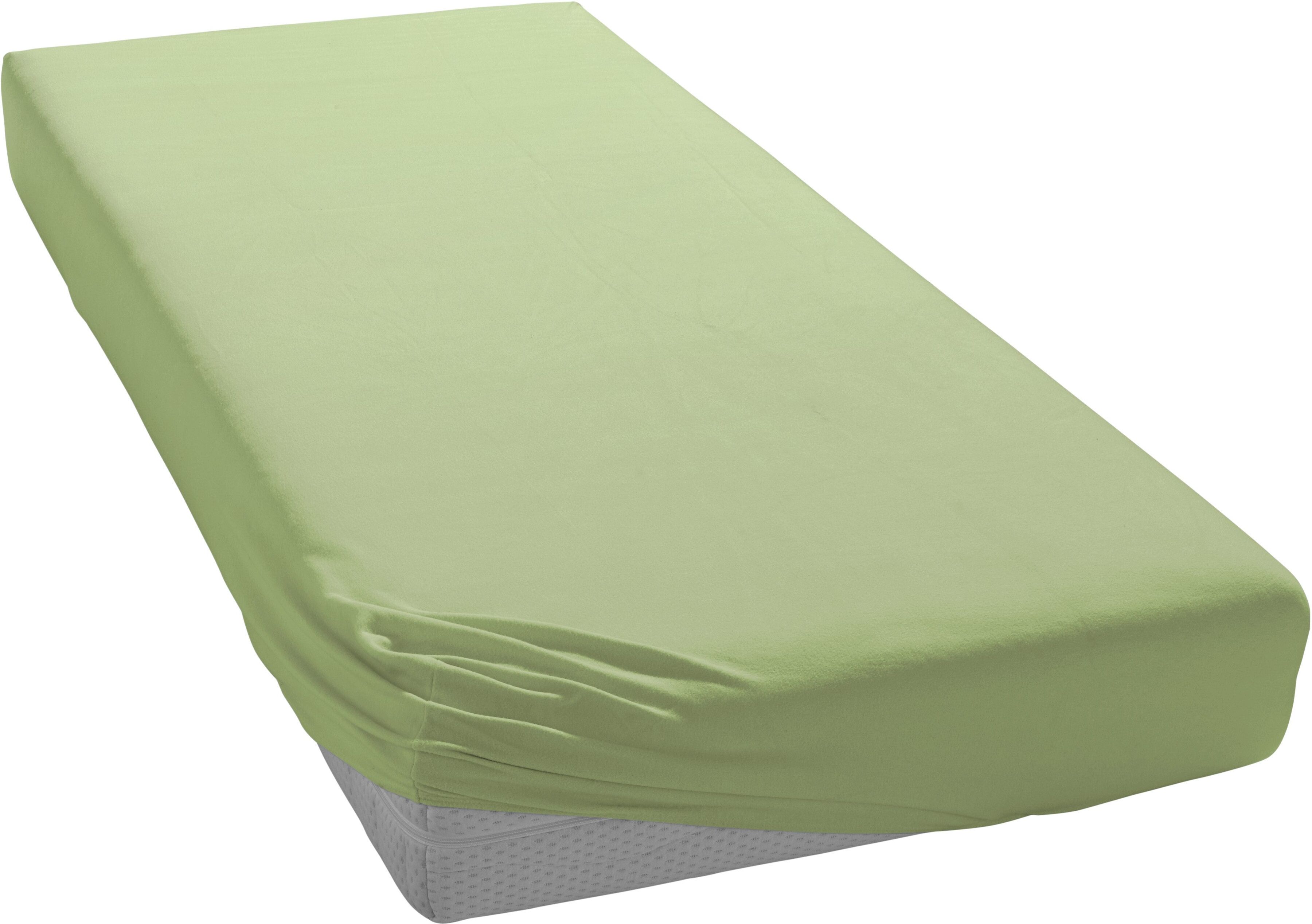 Spannbettlaken ELEGANTE "Mako-Jersey", grün (olive), 1 Stk., Mako-Jersey, 180x200 180x210 180x220 190x200 190x210 190x220 200x200 200x210 200x220 25cm, Mako-Jersey, Obermaterial: 97% Baumwolle, 3% Elasthan, Bettlaken, Spannbettlaken, in hochwertiger Quali