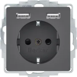 Berker MAN0204523 STD SCHUKO/USB A-A, Q.x, schwarz matt