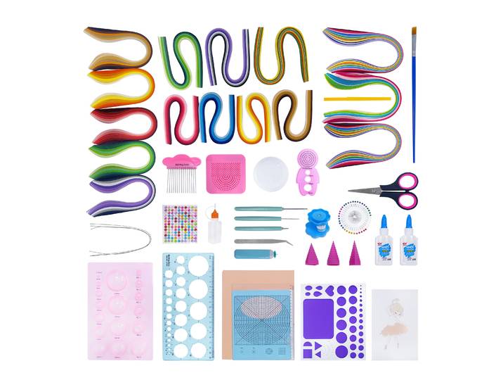 Bastelpapier Quilling Set 1740 Streifen und 19 Werkzeuge bunt