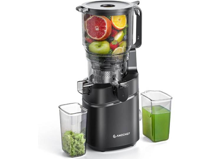 AMZCHEF Zentrifugenentsafter CE-SJ-03OT6C-BK, 250 W, 150MM Öffnung und 2L Kaltpress