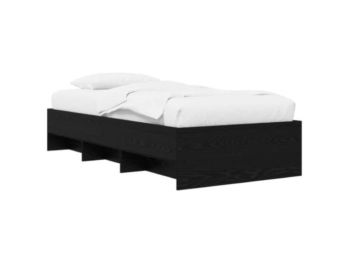 PUGYNBK Bettgestell Eiche Schwarz, 80 x 200 cm, technisches Holz Fester Lattenrost, modernes Design, einfache Montage, einfache Pflege