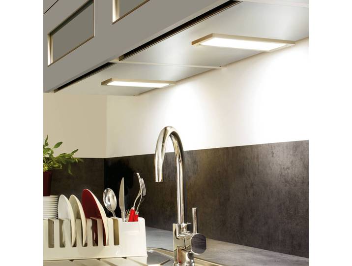 Hera Flache Unterbauleuchte LED Sky Edelstahl 3.000K, alu / grau / zink, für Küche, Metall, Modern