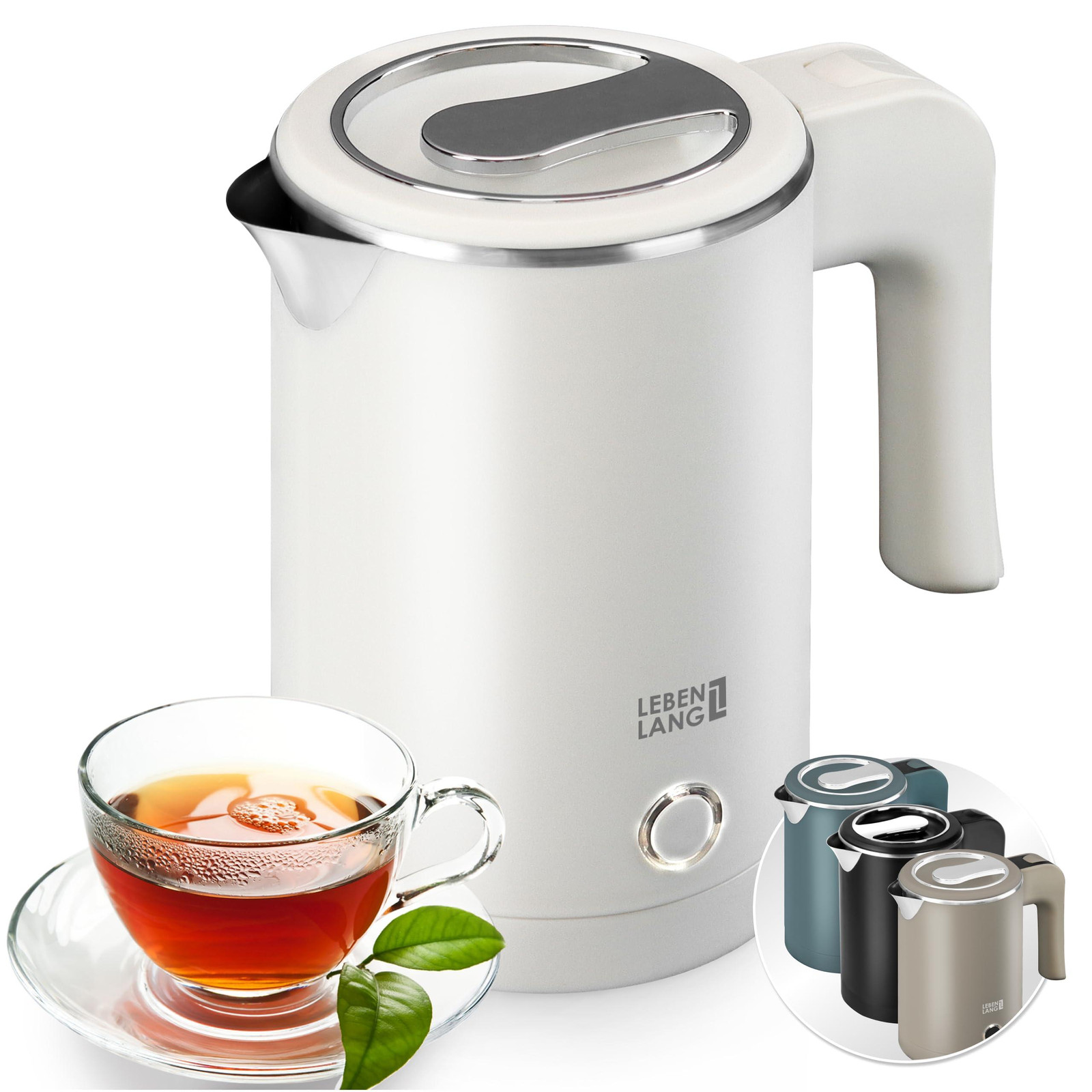Leben Lang RVS Reiswaterkoker, Klein, 500ml, BPA-vrij, 600W