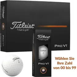 Titleist Pro V1 Golfball 12er Packet IHRE ZAHL weiss