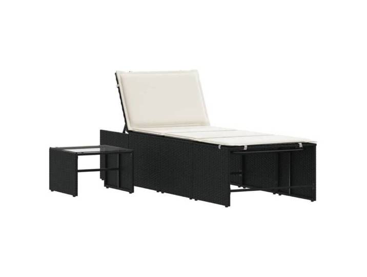 Sale 2026  Chaises longues/Bains de soleil - BURKE - modulaires 2 pièces - avec table en résine tressée noire Cc314