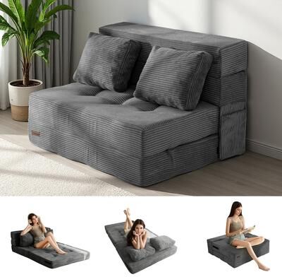 COSMOGO Corduroy Convertible Sofa Bed,Floor Sofa