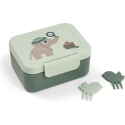 Tiny Trails Kinder-Lunchbox mit Fächern und Gabeln grün, 3-tlg.