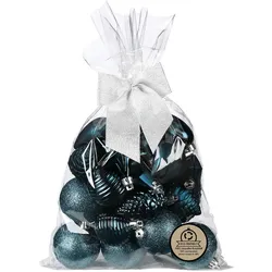 30 Weihnachtskugeln 5-7cm Kunststoff Sterne Zapfen Herzen Mix Christbaumkugeln