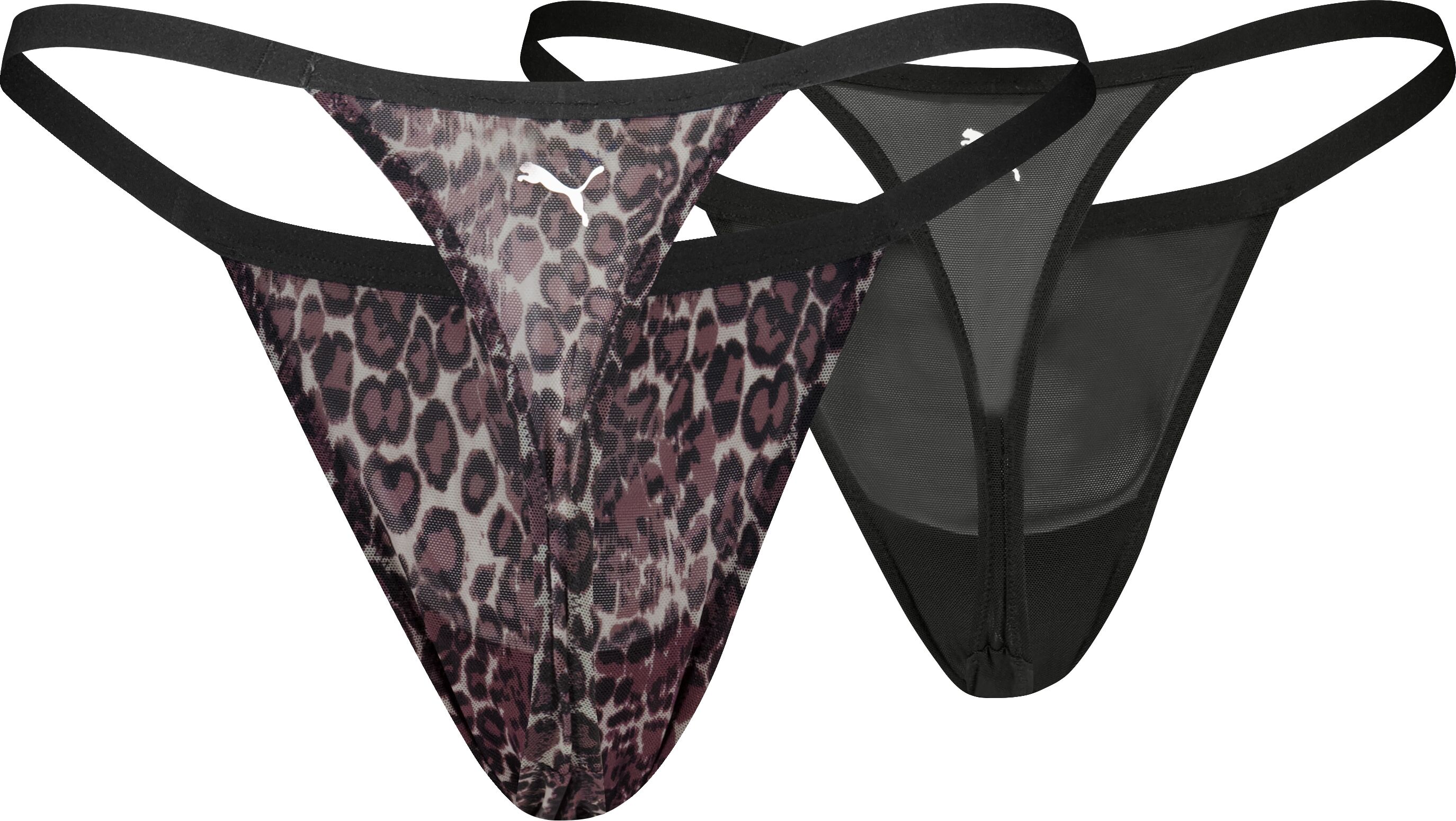 String PUMA "PUMA WOMEN ANIMAL MESH TANGA STRINGS", Damen, Gr. L, schwarz combo, Obermaterial: 90% Polyamid, 10% Elasthan, Unterhosen String schwarz combo L