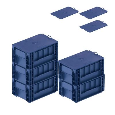 PROREGAL 5x VDA KLT Kleinladungsträger mit Verbundboden & Auflagedeckel | HxBxT 14,7x20x30cm | 5,3 Liter | KLT