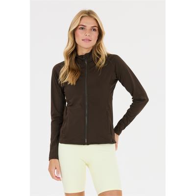 Outdoorjacke ATHLECIA "Krosa", Damen, Gr. 38, braun, 80% Polyester, 20% Elasthan, unifarben, normal, hoch geschlossener Ausschnitt, Jacken Outdoorjacke, mit Vollreißverschluss und Flatlock-Nähten