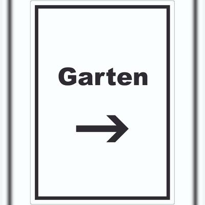 HB-Druck Garten Aufkleber mit Text und Richtungspfeil rechts Blumen Rasen hochkant A0 (841x1189mm)