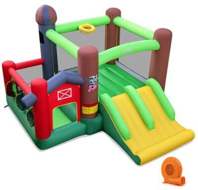 Costway Kids Castle Slide Bouncer with 750W Blower and Dual Slides