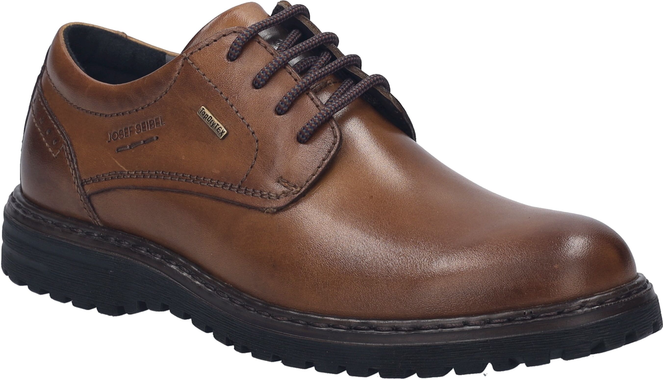 Schnürschuh JOSEF SEIBEL "Erroll 50", Herren, Gr. 40, braun (cognac), Leder, used, Schuhe Schnürschuh, Freizeitschuh, Komfortschuh mit TEX-Membrane cognac 40