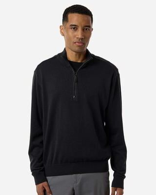 Devon & Jones DG446 Men's New Classics Quarter-Zip Sweater in Black size Small   Cotton/Polyester Blend