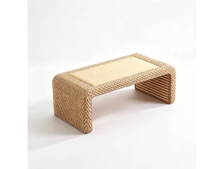 Labasuan Rattan-Couchtisch, rechteckiger Retro-Tatami-Tisch, Kleiner Wohnzimmer-Tisch für Tee und Entspannung, niedriger, Zen-inspirierter Teetisch für Schlafzimmer, Essbereich(60x45x30cm)