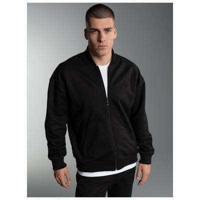 Sweatjacke TRIGEMA "TRIGEMA Collegejacke in weicher Sweat-Qualität", Herren, Gr. M, schwarz, Sweatware, 70% Baumwolle, 30% Polyester, Basic, Sweatjacken Sweatjacke