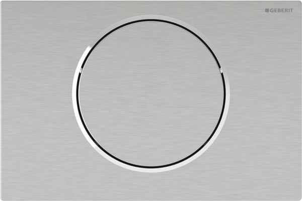 Geberit WC control 115869SN6 fonctionnement sur batterie, rinçage 2000 , pour rail de support rabattable, radio, Inox brossé
