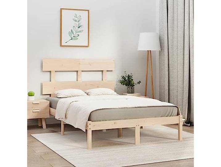 Massives Kiefernholz Bettgestell Mit Rustikalem Design 140x200 cm Braun Massivholzbett 140x200 cm Kiefernholz Bettgestell mit Kopfteil Stabil und Robust Einfacher Aufbau Schlafzimmer Moebel