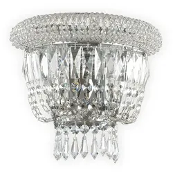 Ideal Lux Wandleuchte DUBAI, 2-flammig, E14, Metall / Kristall geschliffen, Chrom IDEA-207155