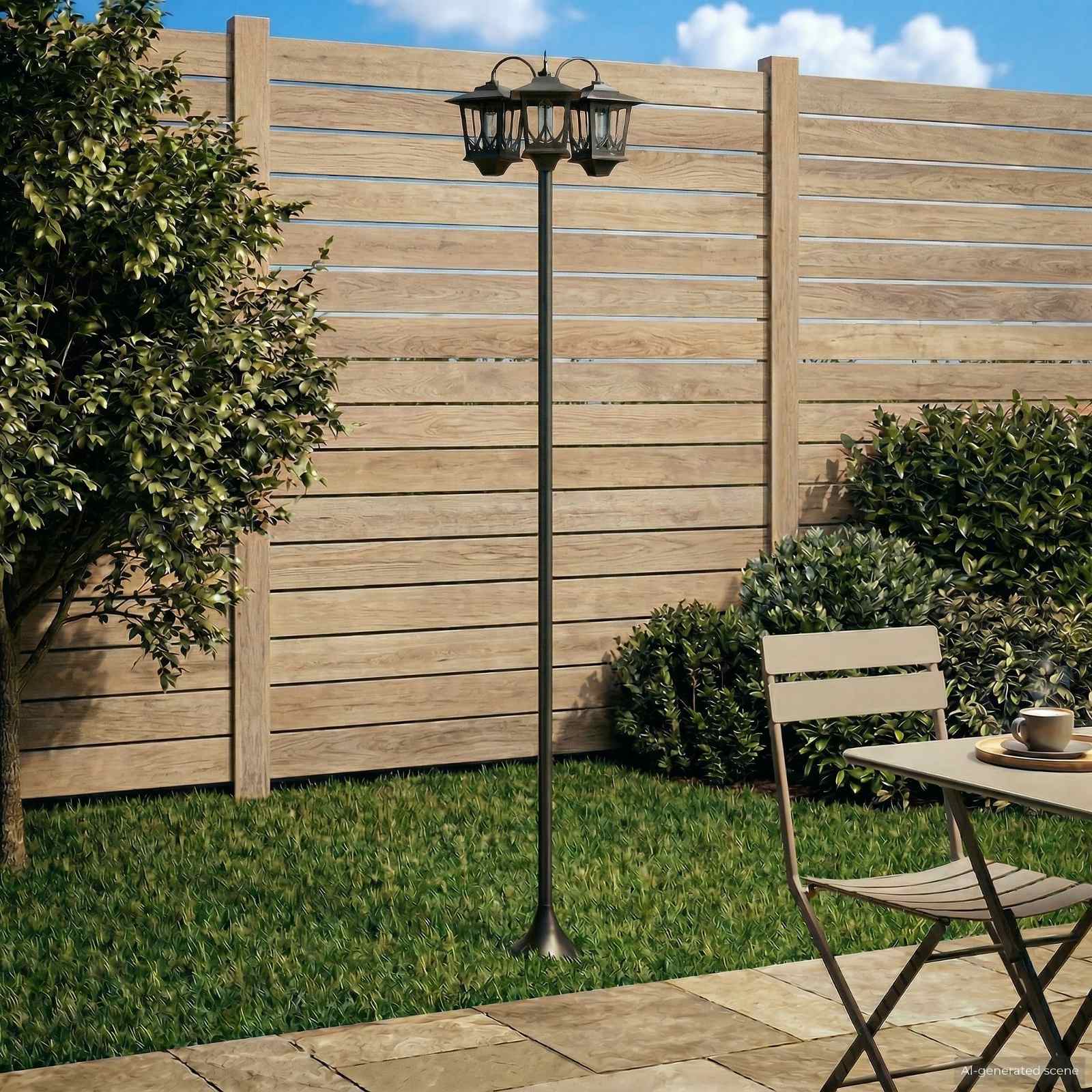vidaXL Lampadaire à 3 têtes Noir 16 x 16 x 187 cm Aluminium et ABS