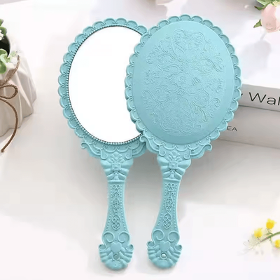 Inspire Curations Vintage Lace Handheld Makeup Mirror blue