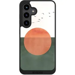 Nivocase Handyhülle für Samsung Galaxy S24 Hülle NIVOpure Case Schwarz Sonnenschein Sonnenuntergang Vogel (Samsung Galaxy S24), Smartphone Hülle, Schwarz