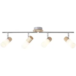 BRILLIANT Lampe Babsan Spotrohr 4flg holz hell/weiß   4x C35 , E14 , 3.5W , geeignet für Kerzenlampen (nicht enthalten)   Köpfe schwenkbar / Arme drehbar