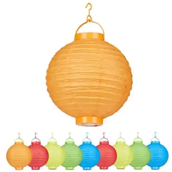 Relaxdays 20 x LED Lampions bunt Gelb,Grün,Orange