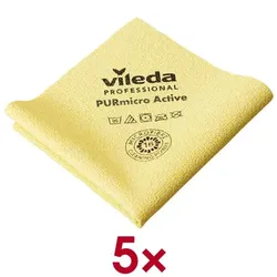 vileda PROFESSIONAL Mikrofasertücher PURmicro Active 5 Stück gelb, 35x38 cm