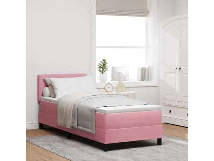 Samt Polsterbett modernes Design Boxspringbett Rosa 80 x 200 cm Boxspringbett mit Matratze und Kopfteil Rosa 80x200 cm Samt Lattenrost inklusive verstellbar