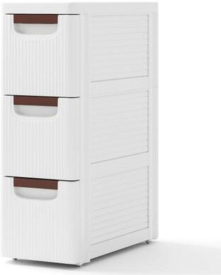 Costway 3/4/5/6-Drawer Rolling Organizer Unit Narrow Storage Cabinet with Built-In Wheels for Small Space-3-Drawer