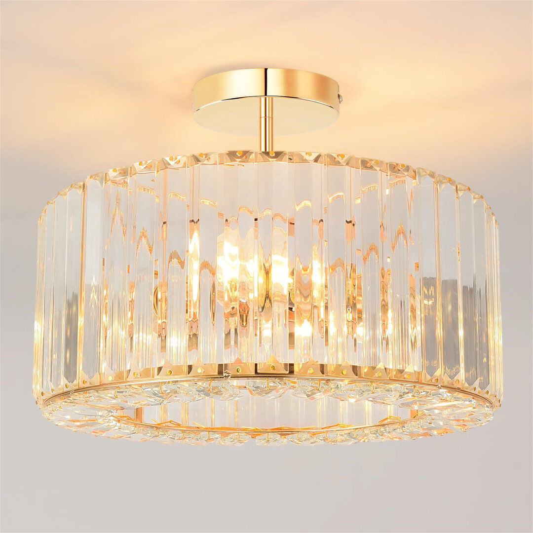 Canora Grey Crystal Semi Flush Mount Gold 27cm H X 36.5cm W X 36.5cm D
