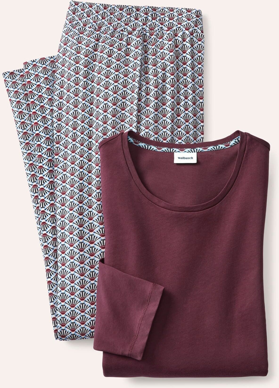 Walbusch Pyjama Everynight, normale Größen, Farbe Rot, 48, weicher Baumwoll-Jersey herrlich bequem Damen