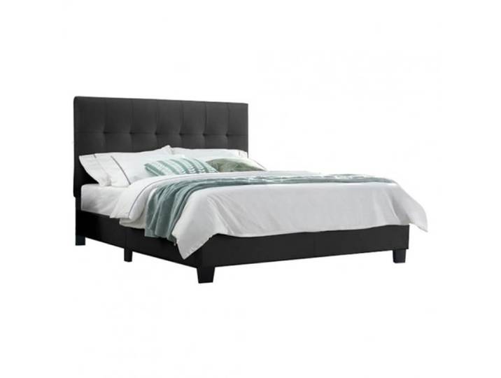 Pack lit double en simili noir + matelas 160 x 200 cm - PANDORA