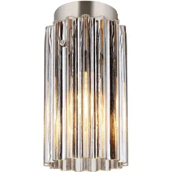 Deckenleuchte Deckenlampe Wohnzimmerlampe Metall Nickel-matt Glas 1-Flammig
