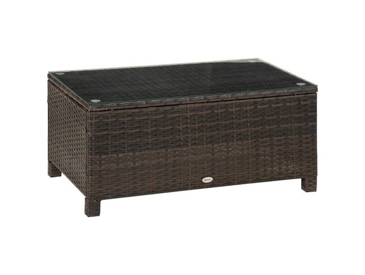 Outsunny Garten Beistelltisch Couchtisch Gartentisch Balkontisch ESG PE-Rattan Braun, Kunststoff, 50x39x85 cm, Wohnzimmer, Wohnzimmertische, Couchtische