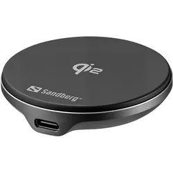 Sandberg Wireless Charger Mag Qi2 15W (15 W), Wireless Charger, Schwarz, Grau