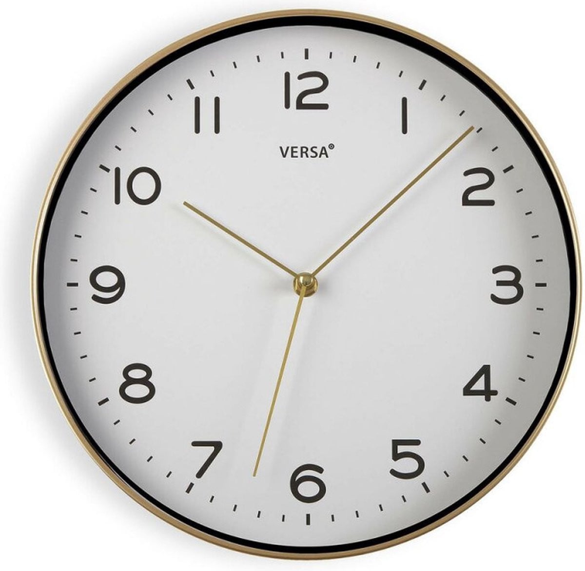 Muurklok Versa Gouden PU B/D/H: 30,5 x 4,3 x 30,5 cm