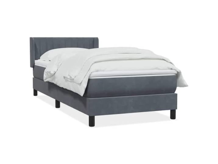 LKJephalotrop Boxspringbett 80x210 cm Dunkelgrau Samt Komplettbett Ergonomisches Einzelbett fürs Schlafzimmer inkl. Taschenfedern Matratze und Topper für maximalen Schlafkomfort.