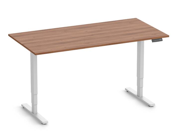 FOKUS Gestell Weiß, Tischplatte 1600 x 800 x 19 mm Nussbaum