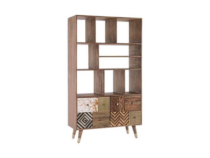 Massives Design Bücherregal „Dhaval“ Mangoholz Multicolor Bizzotto