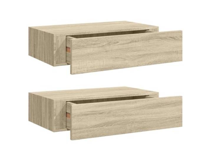 MABCQRTY Wandregale mit Schublade 2 Stk. Eichen-Optik 40x23,5x10 cm MDF Schwebende Nachttisch-Ergänzung für Schlafzimmer und Flur: Kompaktes Wandboard-Set schafft stilvollen Stauraum an der Wand.