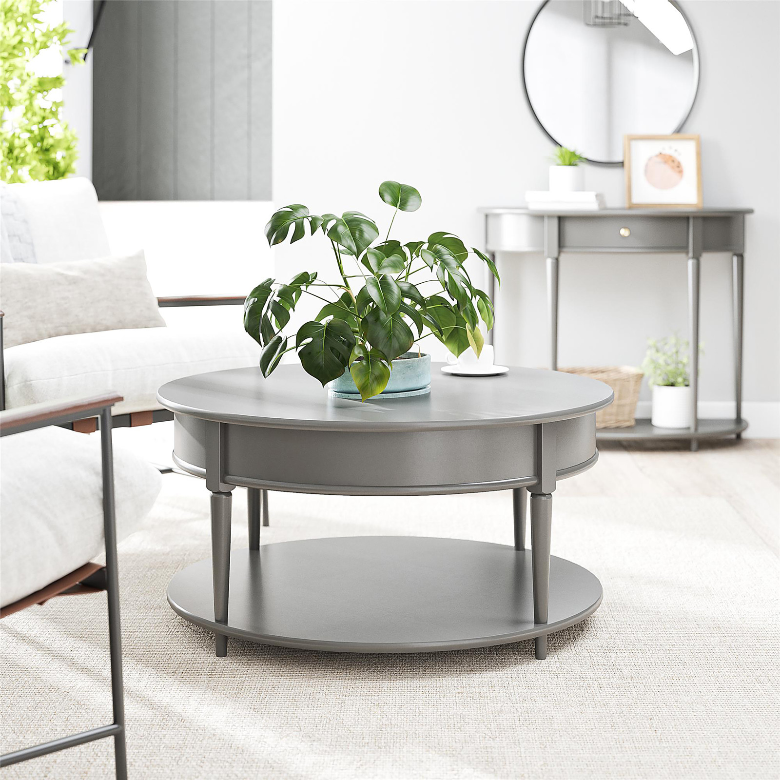 home24 Salontafel Madatu Rond Grijs Ø 91 cm
