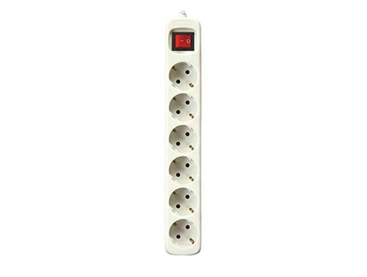 Silver Electronics 9632 stekkerdoos, 6 uitgangen, met schakelaar, wit, 3 m