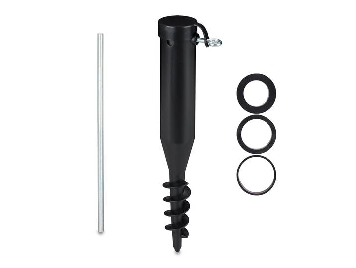 2 x embouts de fixation pour parasol\, chevilles à visser\, adaptateur 40-52 mm\, plastique\, foret pour parasol\, noir