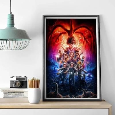 Uplifted Finds Stranger Things TV Series Poster   Retro Sci Fi Canvas Painting   Coffee House & Bar Room Wall Art Decor z7 40 X 50 Cm
