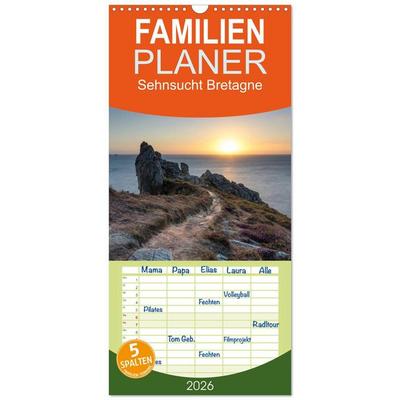 Familienplaner 2026 - Sehnsucht Bretagne mit 5 Spalten (Wandkalender, 21 x 45 cm) CALVENDO